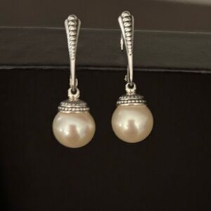 Lagos Luna freshwater 10mm pearl drop earrings.